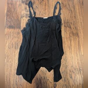 Free People Black Lace Trim Tank Top